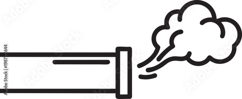 Pipe releasing steam or smoke icon with emission pollution plumbing
