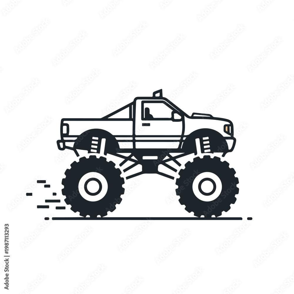 Obraz premium Big wheels truck monster vehicle offroad car