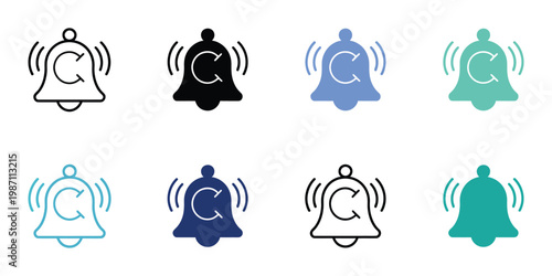 Renewal reminder icons set multiple style collection, editable stroke vector illustration