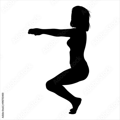 Deep Squat Exercise Silhouette with Arms Extended Forward for Balance and Strength