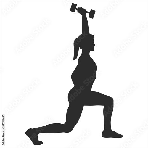 Overhead Dumbbell Lunge Silhouette Combining Strength Training and Balance Exercise