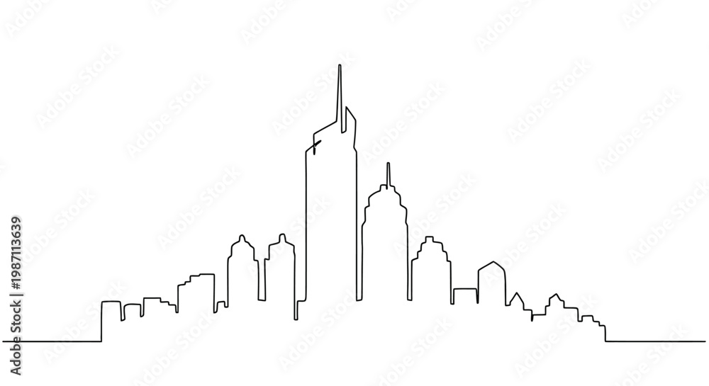 Obraz premium Minimalist continuous line drawing of Melbourne city skyline.