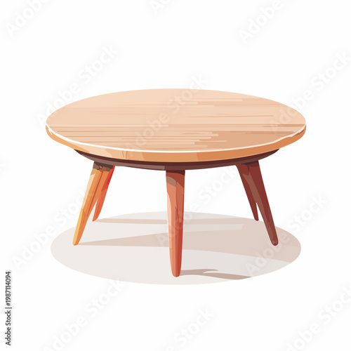 Ein runder Couchtisch aus Holz im Mid-Century-Modern-Stil