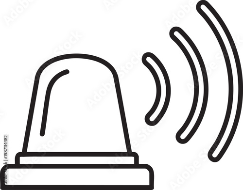 Emergency siren alarm icon with sound waves emergency security