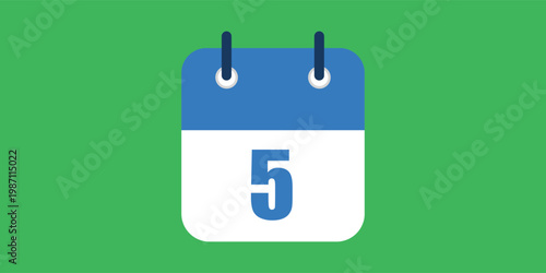 Vector illustration of specific day calendar marking day 05 vector icon for websites and projects in green and blue colors.