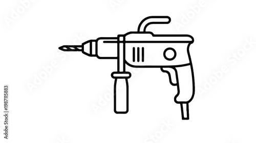 line drawing of a drill with a handle