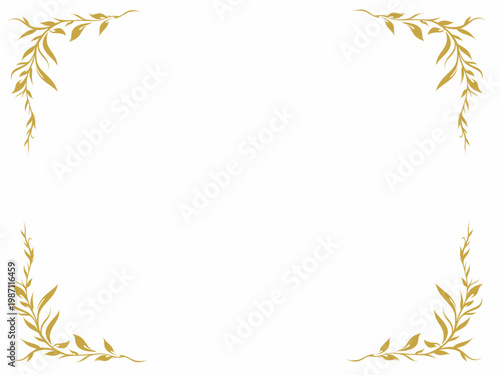 Minimalist Gold Leaf Corner Frame for Wedding Invitation Design