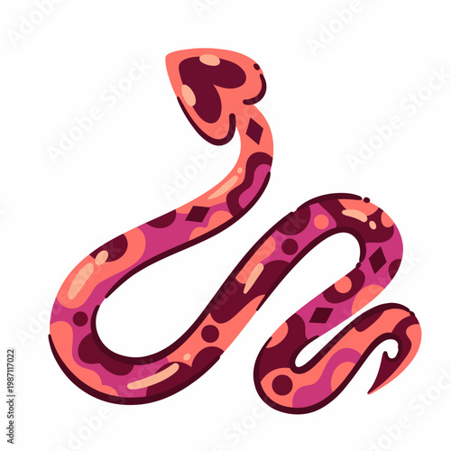 This vibrant and playful illustration of a stylized snake showcases a modern artistic approach with bold colors and patterns, ideal for educational or creative projects.