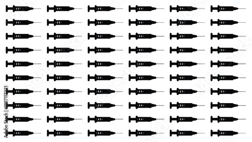 Multiple syringe icons arranged in rows on white background