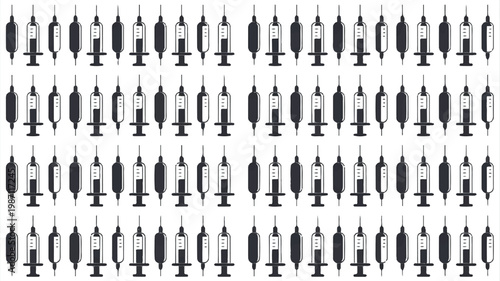 Multiple syringes in various orientations on white background