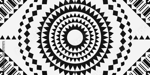 Abstract geometric pattern with nested ovals and triangular shapes