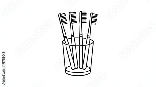 toothbrushes in a holder on a white background