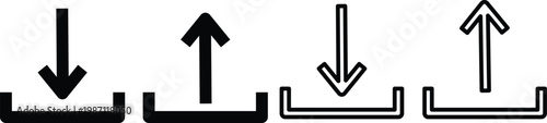 Upload and download icons, arrow upload and download. Upload download icons in outline and flat style. download and upload icon button
