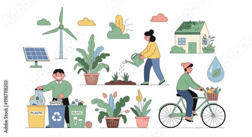 People engaging in eco friendly activities.