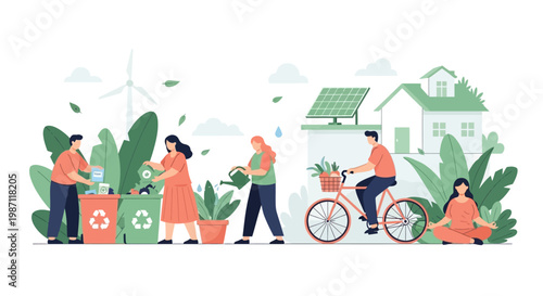 People engaging in eco friendly activities.