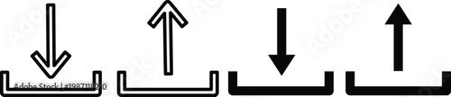 Upload and download icons, arrow upload and download. Upload download icons in outline and flat style. download and upload icon button
