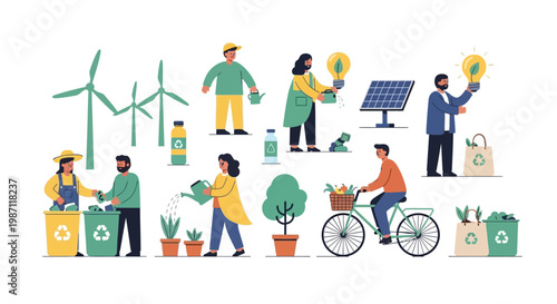 People engaging in eco friendly activities.