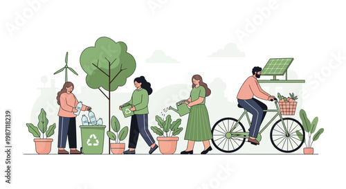 People engaging in eco friendly activities.