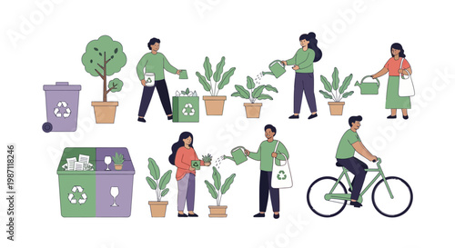 People engaging in eco friendly activities.