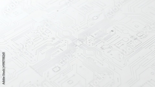 Cuadro en lienzo Clean white technology background with subtle circuit pattern.
