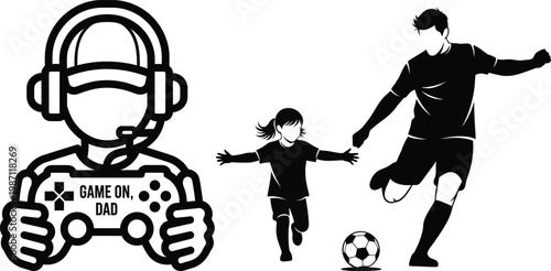 Gaming and sports fusion a black and white illustration of digital and athletic worlds