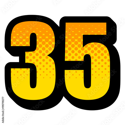 ポップな35の数字デザイン 黄色グラデーションの太字アイコン素材 Bold 35 Number Design Yellow Gradient Pop Style Numeric Icon
