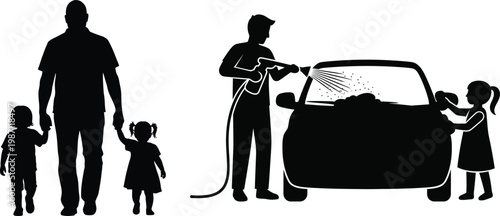 Family road trip a silhouette of connection and adventure on the open road