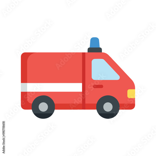 Emergency services vehicle with flashing light on top