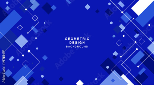線・四角・丸などで組み合わせた幾何学的な青色の背景素材