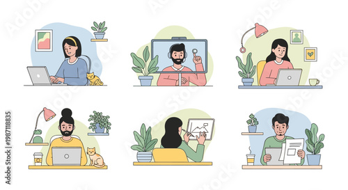 People working on computers at desks.