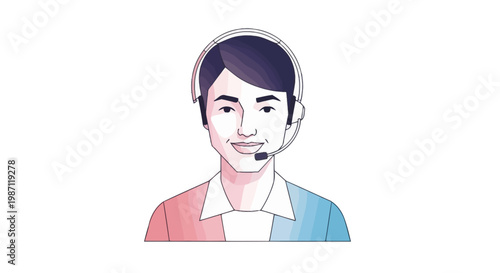 Smiling customer service representative with headset.