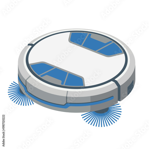A sleek, minimalistic image of a robotic vacuum cleaner designed for efficiency and innovation, suggesting modern living and convenience in our everyday home environments.