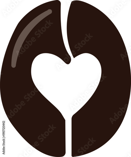 A broken chocolate donut with a heart shaped center