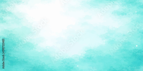 Soft turquoise watercolor background with white center space for text or design elements in a vector illustration