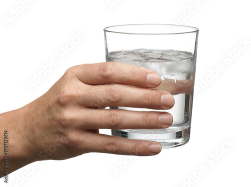 Hand Holding Glass of Ice Water