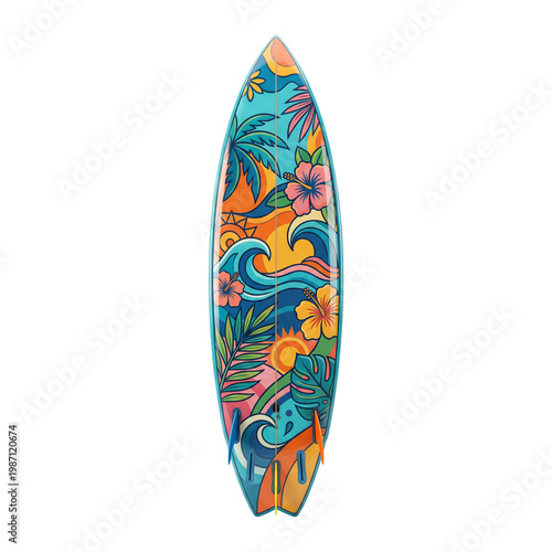 Tropical Surfboard Artwork Design
