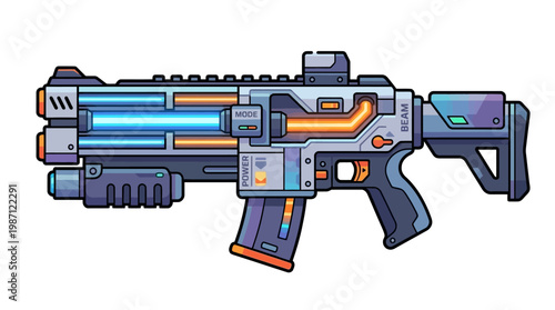Futuristic Science Fiction Plasma Rifle Weapon Illustration.