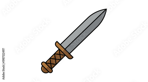 A simple cartoon illustration of a sharp medieval dagger.