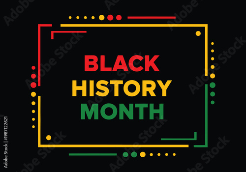 Black History Month Banner with Pan African Colors Geometric Frame Design