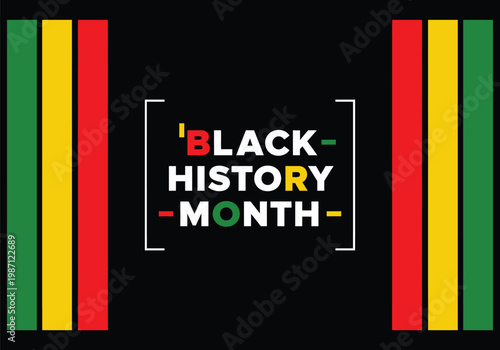 Black History Month Typography with Pan African Colors on Dark Background