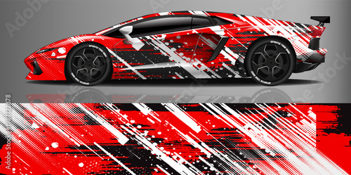 Car graphic design concept. Graphic abstract grunge stripe designs for wrapping vehicles, race car, cargo van, pickup truck and racing livery eps10.