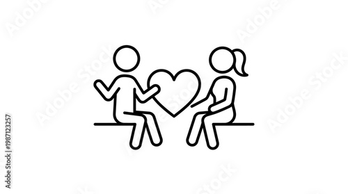 Couple Sharing a Heart Icon Love and Relationship Concept