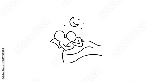 Couple Sleeping in Bed Under the Night Sky