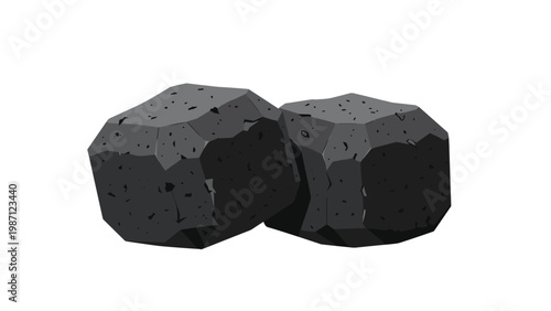 Two robust pieces of coal, representing a vital fossil fuel, energy source, and raw material for industrial applications.