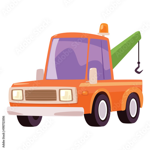 Cute Orange Tow Truck Cartoon Illustration