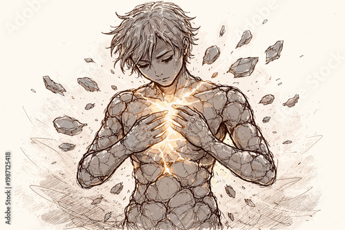 Rebuilding vector lines broken icon chaos messy self through imperfect uneven coming