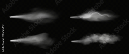 Transparent water spray. Mist, white smoke. Vector illustration.