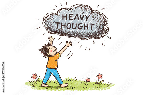 Style concept icon release imperfect messy thought thoughts releasing vector heavy doodle