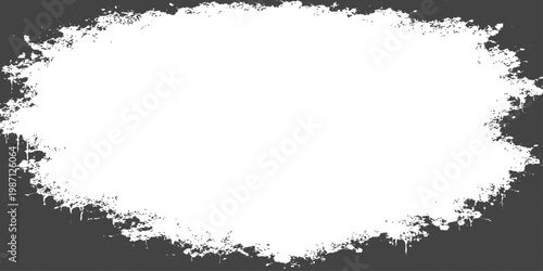 Vector white splatter background with dark gray border for design and texture