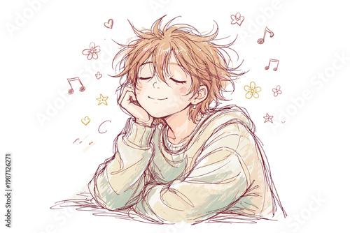 Icon generation person naive childlike imperfect doodle vector mood peaceful simple image minimal